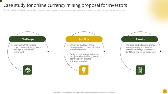 Case Study For Online Currency Mining Proposal For Investors Ppt Ideas Background Designs PDF