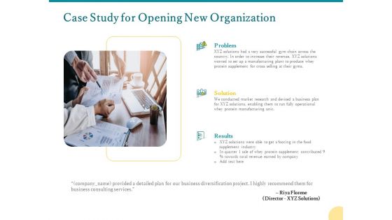 Case Study For Opening New Organization Ppt PowerPoint Presentation Pictures Clipart PDF