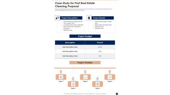 Case Study For Post Real Estate Cleaning Proposal One Pager Sample Example Document