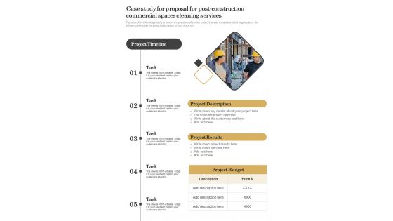 Case Study For Proposal For Post-Construction Commercial Spaces Cleaning Services One Pager Sample Example Document