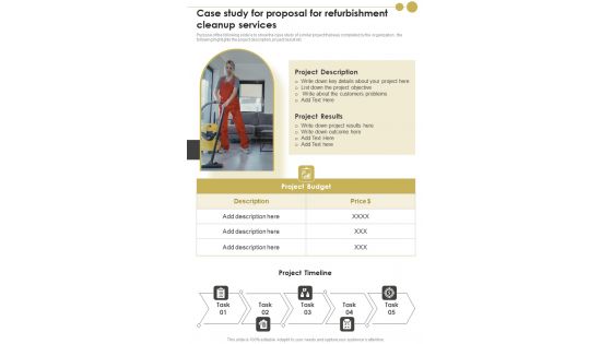 Case Study For Proposal For Refurbishment Cleanup Services One Pager Sample Example Document Case Study For Proposal For Refurbishment Cleanup Services One Pager Sample Example Document