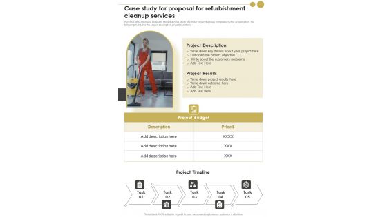 Case Study For Proposal For Refurbishment Cleanup Services One Pager Sample Example Document