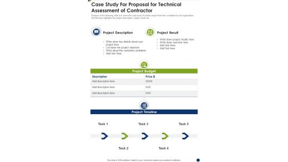 Case Study For Proposal For Technical Assessment Of Contractor One Pager Sample Example Document Case Study For Proposal For Technical Assessment Of Contractor One Pager Sample Example Document