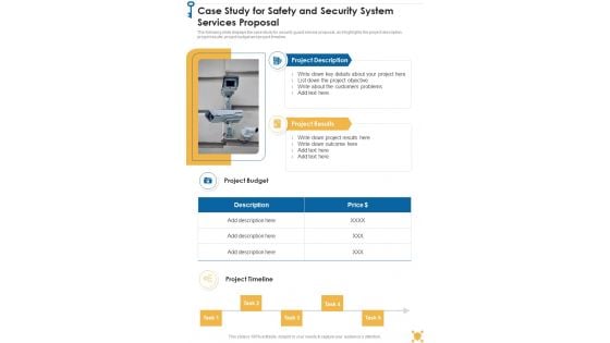 Case Study For Safety And Security System Services Proposal One Pager Sample Example Document Case Study For Safety And Security System Services Proposal One Pager Sample Example Document
