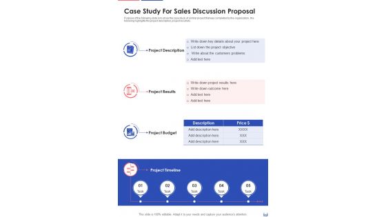 Case Study For Sales Discussion Proposal One Pager Sample Example Document