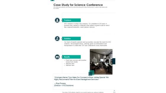 Case Study For Science Conference One Pager Sample Example Document