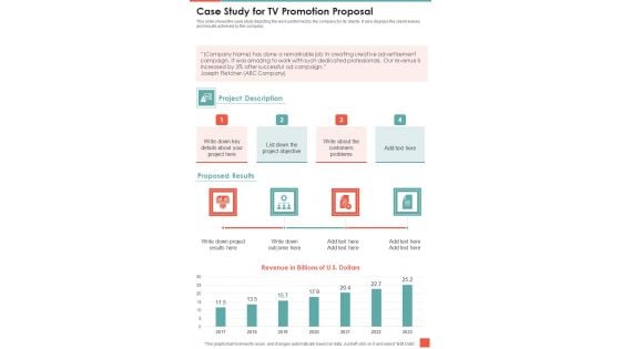 Case Study For TV Promotion Proposal One Pager Sample Example Document Case Study For TV Promotion Proposal One Pager Sample Example Document