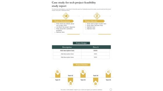Case Study For Tech Project Feasibility Study Report One Pager Sample Example Document Case Study For Tech Project Feasibility Study Report One Pager Sample Example Document