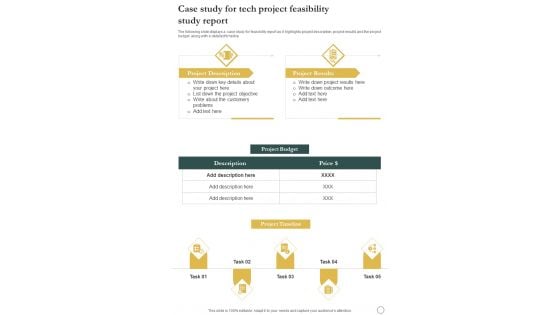 Case Study For Tech Project Feasibility Study Report One Pager Sample Example Document