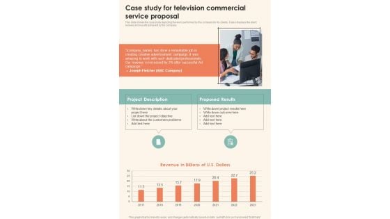 Case Study For Television Commercial Service Proposal One Pager Sample Example Document Case Study For Television Commercial Service Proposal One Pager Sample Example Document