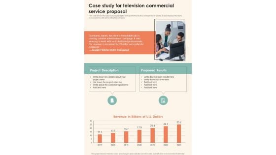 Case Study For Television Commercial Service Proposal One Pager Sample Example Document