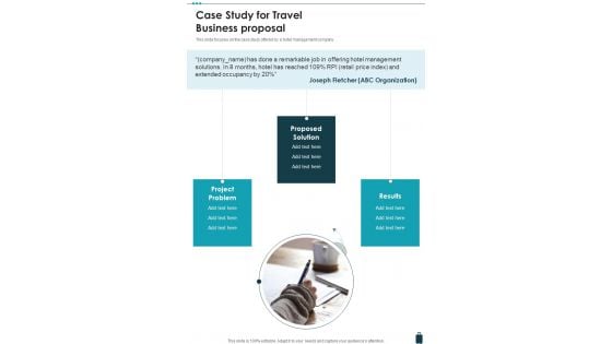 Case Study For Travel Business Proposal One Pager Sample Example Document Case Study For Travel Business Proposal One Pager Sample Example Document