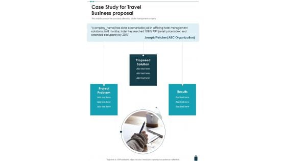 Case Study For Travel Business Proposal One Pager Sample Example Document