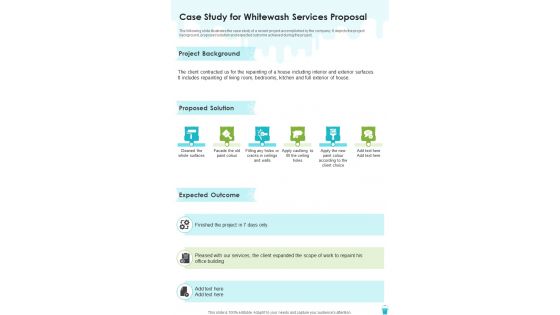 Case Study For Whitewash Services Proposal One Pager Sample Example Document