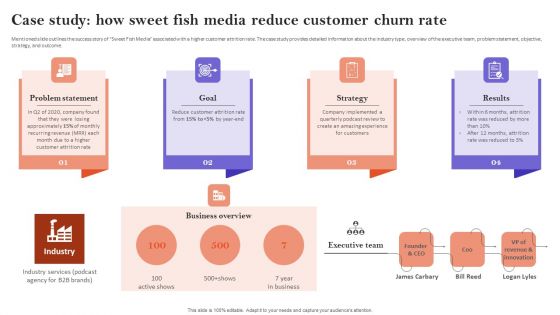 Case Study How Sweet Fish Media Reduce Customer Churn Rate Topics PDF