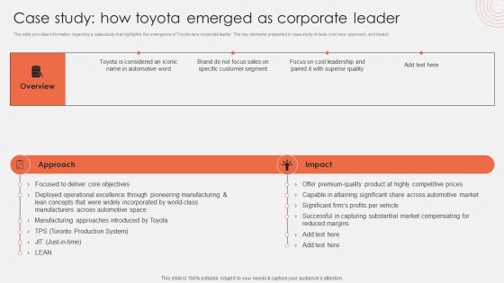 Case Study How Toyota Emerged As Corporate Leader Ideas PDF