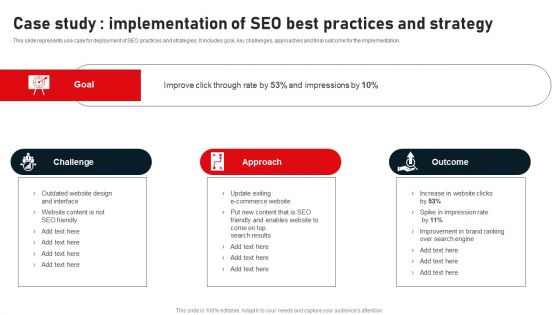 Case Study Implementation Of Seo Best Practices And Strategy Portrait PDF