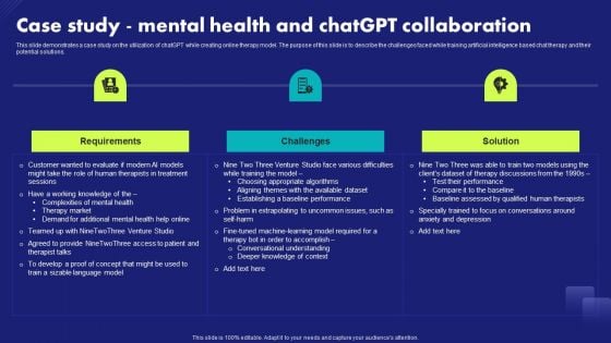 Case Study Mental Health And Chatgpt Collaboration Chat Generative Pre Trained Transformer Background PDF
