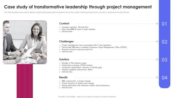 Case Study Of Transformative Leadership Through Project Management Template PDF