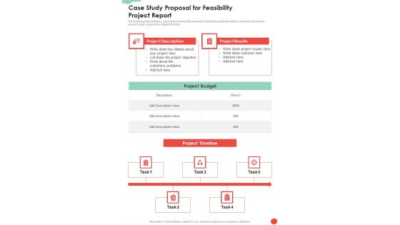 Case Study Proposal For Feasibility Project Report One Pager Sample Example Document