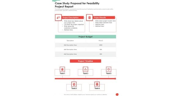 Case Study Proposal For Feasibility Project Report One Pager Sample Example Document Case Study Proposal For Feasibility Project Report One Pager Sample Example Document