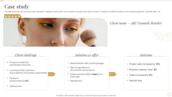 Case Study Slide2 Skin Care And Beautifying Products Company Profile Elements PDF