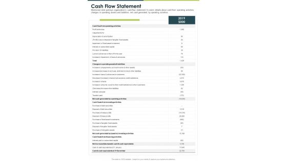 Cash Flow Statement One Pager Documents