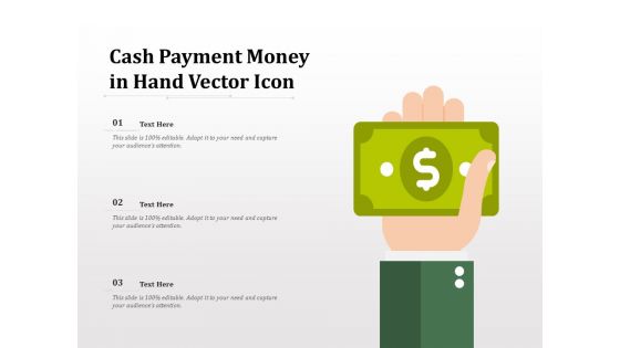 Cash Payment Money In Hand Vector Icon Ppt PowerPoint Presentation Ideas Visual Aids PDF