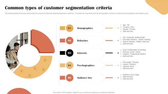 Categories Of Segmenting And Profiling Customers Common Types Of Customer Segmentation Criteria Topics PDF