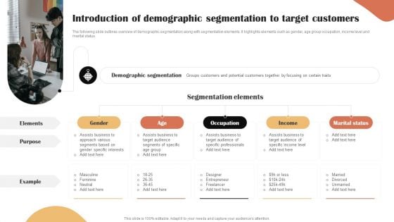 Categories Of Segmenting And Profiling Customers Introduction Of Demographic Segmentation To Target Mockup PDF