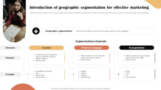 Categories Of Segmenting And Profiling Customers Introduction Of Geographic Segmentation For Effective Formats PDF