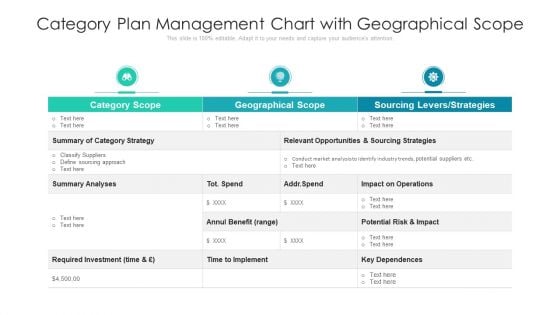 Category Plan Management Chart With Geographical Scope Ppt Infographics Designs Download PDF