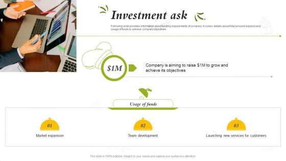 Catering Business Investment Funding Deck Investment Ask Designs PDF