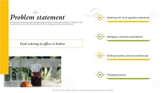 Catering Business Investment Funding Deck Problem Statement Template PDF