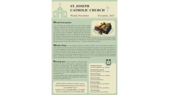 Catholic Church Weekly Newsletter PDF Document PPT Template