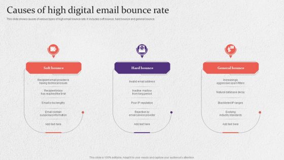 Causes Of High Digital Email Bounce Rate Mockup PDF