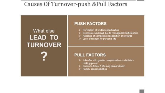 Causes Of Turnover Push And Pull Factors Ppt PowerPoint Presentation Professional Infographic Template