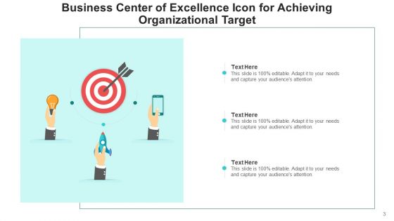 Center Of Competence Icon Organizational Target Ppt PowerPoint Presentation Complete Deck With Slides