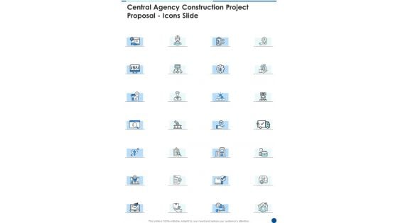 Central Agency Construction Project Proposal Icons Slide One Pager Sample Example Document Central Agency Construction Project Proposal Icons Slide One Pager Sample Example Document