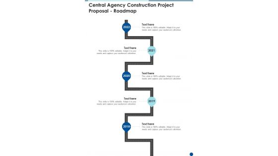 Central Agency Construction Project Proposal Roadmap One Pager Sample Example Document