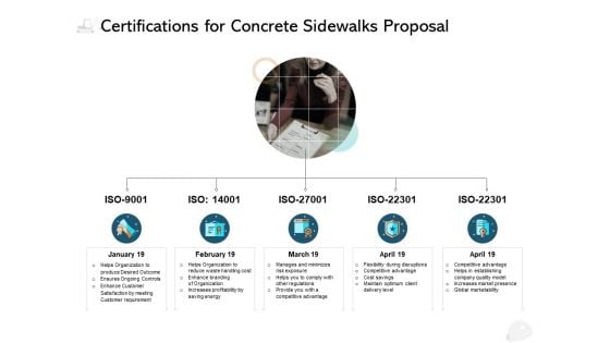 Certifications For Concrete Sidewalks Proposal Ppt PowerPoint Presentation Outline Templates