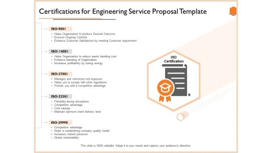 Certifications For Engineering Service Proposal Template Guidelines PDF