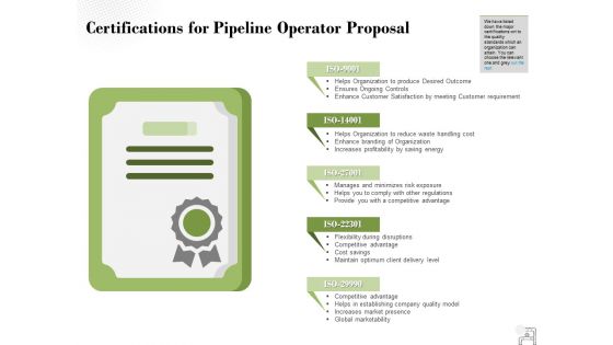 Certifications For Pipeline Operator Proposal Ppt PowerPoint Presentation Pictures Visuals