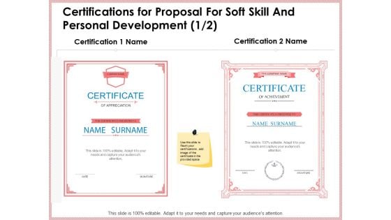 Certifications For Proposal For Soft Skill And Personal Development Graphics PDF