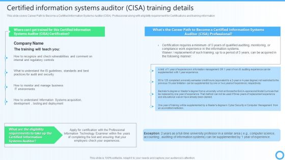 Certified Information Systems Auditor CISA Training Details IT Certifications To Enhance Download PDF