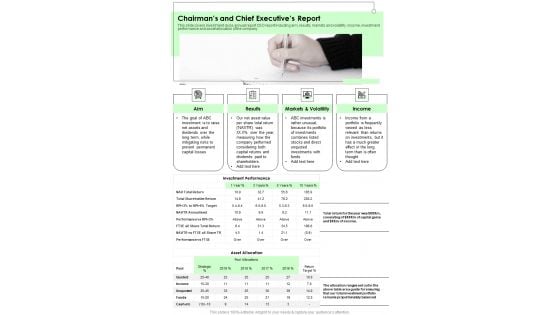 Chairmans And Chief Executives Report One Pager Documents