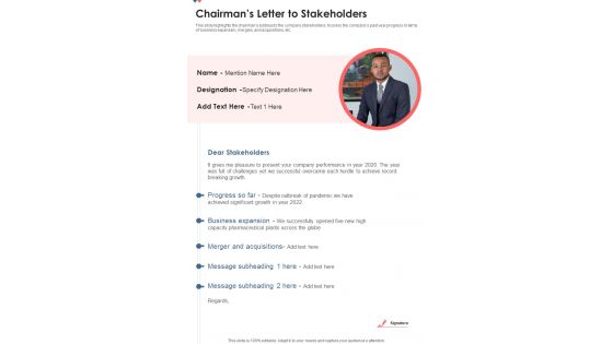 Chairmans Letter To Stakeholders Template 211 One Pager Documents Chairmans Letter To Stakeholders Template 211 One Pager Documents