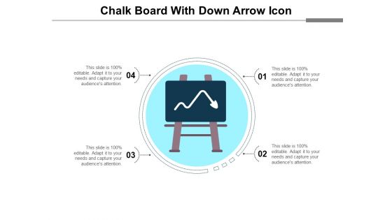 Chalk Board With Down Arrow Icon Ppt PowerPoint Presentation Pictures Aids PDF