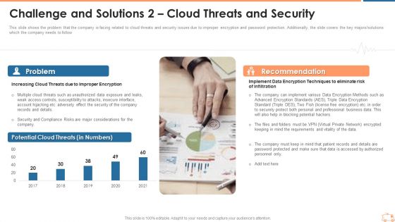 Challenge And Solutions 2 Cloud Threats And Security Ppt Styles Graphics PDF