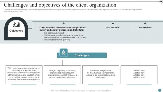 Challenges And Objectives Of The Client Organization Deploying Data Lineage IT Sample PDF Challenges And Objectives Of The Client Organization Deploying Data Lineage IT Sample PDF